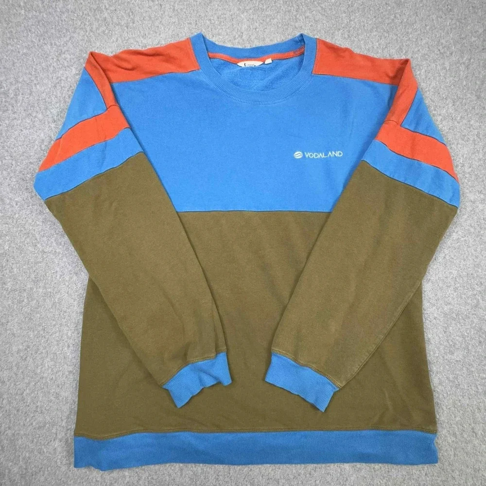 Cotopaxi Bandera Sweatshirt Crewneck Men's Large Blue Colorblock Organic LOGO‎
